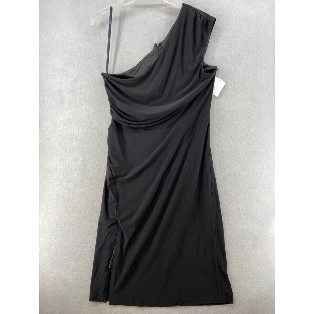Laundry by Shelli Segal‎ Dress Womens Sz 12 Black One Shoulder Midi Cocktail